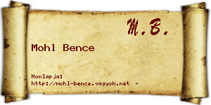 Mohl Bence névjegykártya
